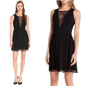 BCBGeneration Fit and Flare Cocktail Dress Size 4 lace Tulle Black